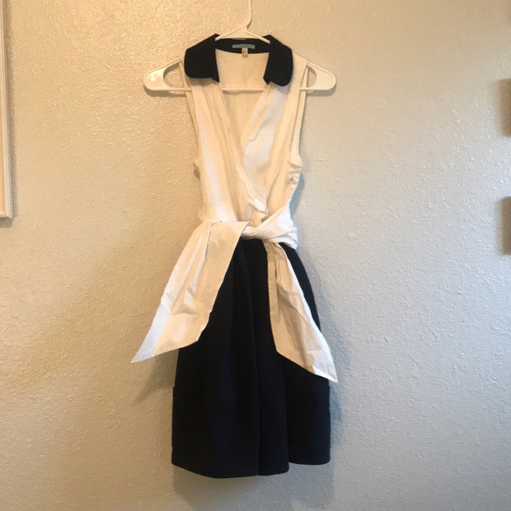 Anthro LeifNotes White and Blue Dress